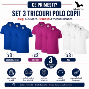 Set 3 Tricouri Polo Copii Pique cu guler - Img 12