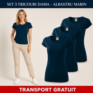 Set 3 tricouri simple dama bumbac 100%, Elegant casual cu decolteu femei, 122 - Img 15