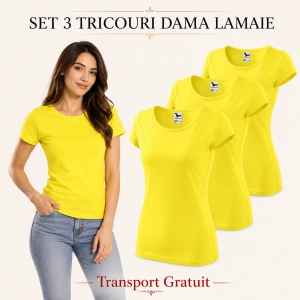 Set 3 tricouri simple dama bumbac 100%, Elegant casual cu decolteu femei, 122 - Img 25