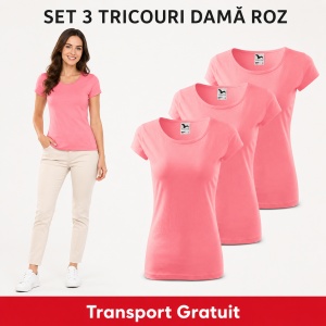 Set 3 tricouri simple dama bumbac 100%, Elegant casual cu decolteu femei, 122 - Img 35