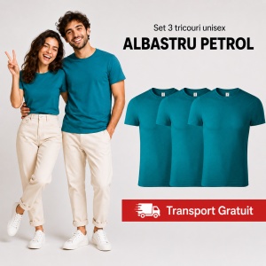 Set 3 tricouri unisex damă și bărbat, 100% bumbac, aceeași culoare, 22 nuanțe disponibile - Img 16