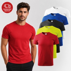 Set 5 Tricouri Bărbați 100% Bumbac – rosu,lime,negru,albastru regal, alb