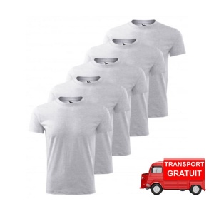 Set 5 tricouri clasice gri deschis, barbatesti din bumbac 100%, clasice pentru barbati 132 - Img 5