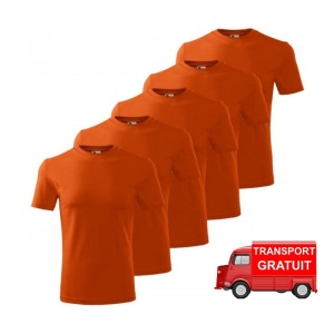 Set 5 tricouri clasice Portocaliu, barbatesti din bumbac 100%, clasice pentru barbati 132