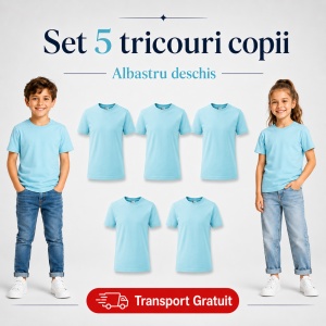 Set 5 tricouri copii din bumbac 100% – fete și băieți, 33 nuanțe disponibile - Img 13