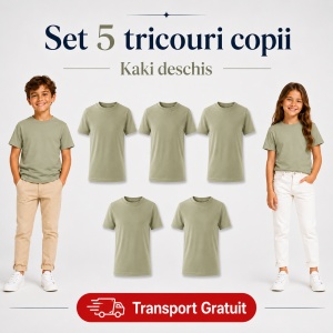 Set 5 tricouri copii din bumbac 100% – fete și băieți, 33 nuanțe disponibile - Img 23