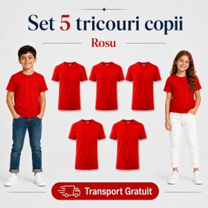 Set 5 tricouri copii din bumbac 100% – fete și băieți, 33 nuanțe disponibile - Img 33