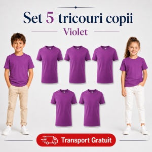 Set 5 tricouri copii din bumbac 100% – fete și băieți, 33 nuanțe disponibile - Img 43