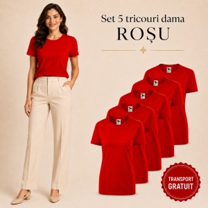 Set 5 tricouri damă simple casual | din bumbac 100%, slim fit XS - 2XL - Img 19