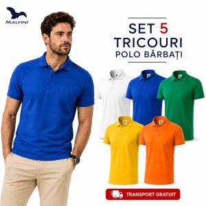 Set 5 tricouri POLO pentru barbati,100% Bumbac, 215