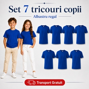 Set 7 Tricouri Copii din Bumbac 100% – Mânecă Scurtă, 33 Nuanțe, Fete și Băieți - Img 14