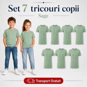 Set 7 Tricouri Copii din Bumbac 100% – Mânecă Scurtă, 33 Nuanțe, Fete și Băieți - Img 34