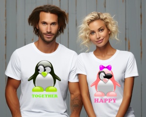 Set doua tricouri personalizate pentru cuplu Together Happy