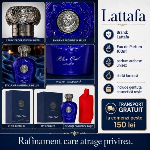 Set parfum Lattafa Blue Oud 100ml, parfum Arabesc, Unisex, Gentuta cosmetice - Img 8
