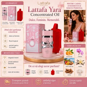 Set parfum Lattafa Yara Concentrated Oil 20ml, parfum Arabesc, Femei, Gentuta cosmetice - Img 2