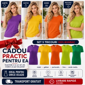 Set tricouri pentru dama multicolor 5 bucati - Img 7