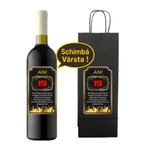 Sticla de vin Rosu Personalizata pentru Aniversare - xx Ani Cadou inedit si memorabil pentu sarbatorit, varsta 18 - 100 de ani