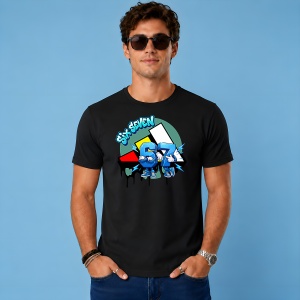 Tricou 67 Sase Sapte Graffiti Drip Urban Street Design, din bumbac 100%, tricou negru, Copii | Dama | Barbat - Img 3