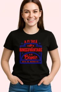 Tricou a fi tata este o binecuvantare mesaj emotionant parinti, Copii | Dama | Barbat , tricou negru - Img 2
