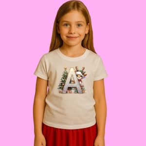 Tricou A Litere Craciun Cu Ren, Brad, Luminite Si Cadouri, din bumbac 100% Copii | Dama | Barbat