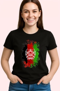 Tricou Afghanistan Steag Splash Art, Copii | Dama | Barbat, culoare negru - Img 4