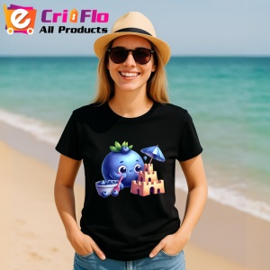 Tricou Afine amuzant de vara caste; de nisip, Fructe, Copii | Dama, culoare negru - Img 11