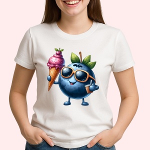 Tricou Afine amuzant de vara cu inghetata, Fructe, Copii | Dama - Img 2