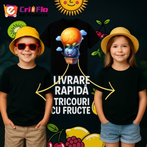 Tricou Afine amuzant de vara in balonul cu aer, Fructe, Copii | Dama, culoare negru - Img 6