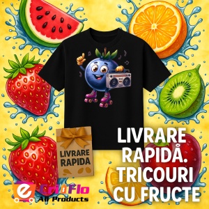 Tricou Afine amuzant de vara party pe role, Fructe, Copii | Dama, culoare negru - Img 12