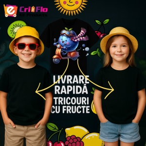 Tricou Afine amuzant de vara pe scuter, Fructe, Copii | Dama, culoare negru - Img 6