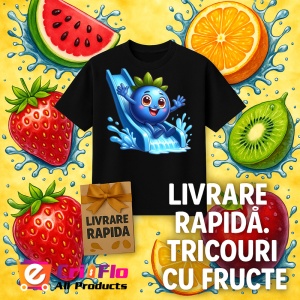 Tricou Afine amuzant de vara pe topogan, Fructe, Copii | Dama, culoare negru - Img 12
