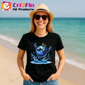 Tricou Afine amuzant de vara sarind in apa, Fructe, Copii | Dama, culoare negru - Img 11