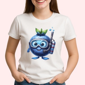 Tricou Afine amuzant de vara scafandru, Fructe, Copii | Dama - Img 2