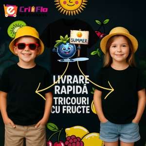 Tricou Afine amuzant de vara summer, Fructe, Copii | Dama, culoare negru - Img 6