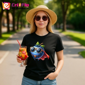 Tricou Afine amuzant de vara super erou, Fructe, Copii | Dama, culoare negru - Img 9