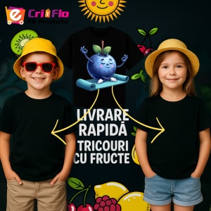 Tricou Afine amuzant de vara yoga, Fructe, Copii | Dama, culoare negru - Img 6