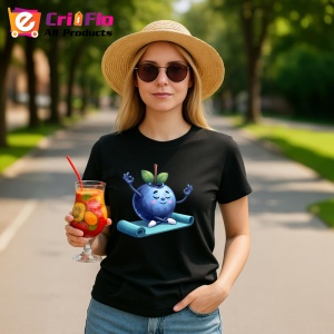 Tricou Afine amuzant de vara yoga, Fructe, Copii | Dama, culoare negru - Img 9