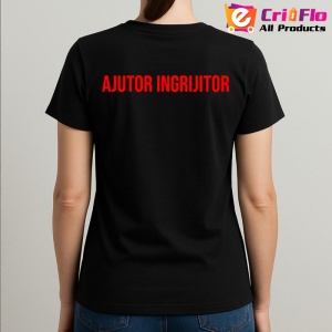 Tricou AJUTOR INGRIJITOR, Personalizat | Unisex Dama si Barbat, Negru - Img 3