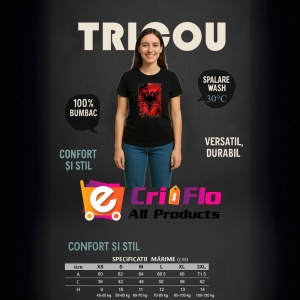 Tricou Albania Steag Splash Art, Copii | Dama | Barbat, culoare negru - Img 11