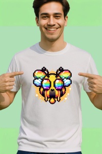 Tricou Albina pixel art stil retro cu fundal portocaliu Copii | Dama | Barbat - Img 2