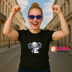Tricou Alfabet Litera E cu animal Elephant Elefant, Negru, Unisex Dama si Barbat | Copii - Img 3