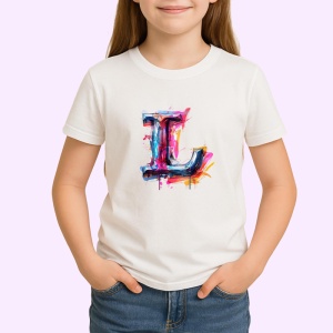 Tricou Alfabet Litera L cu graffiti,design exploziv, arta urbana , Alb, Unisex Dama si Barbat | Copii