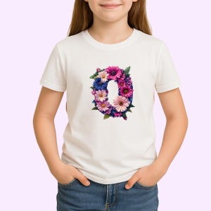 Tricou Alfabet Litera O , Alb, Unisex Dama si Barbat | Copii