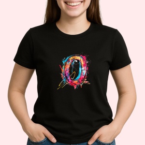 Tricou Alfabet Litera O cu graffiti, design exploziv, arta urbana, Negru, Unisex Dama si Barbat | Copii