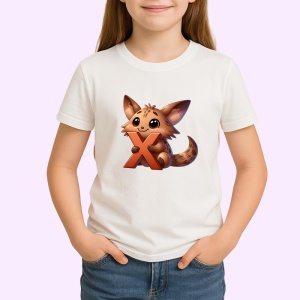 Tricou Alfabet Litera X cu animal Xenops , Alb, Unisex Dama si Barbat | Copii