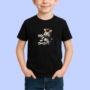 Tricou Alfabet Litera Z cu animal Zebra, Negru, Unisex Dama si Barbat | Copii - Img 2