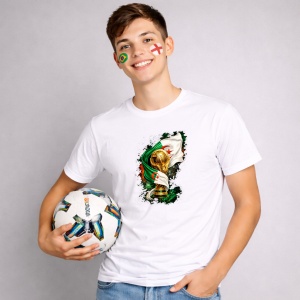 Tricou Algeria World Cup Fifa 2026, din bumbac 100%, tricou alb, Copii | Dama | Barbat - Img 2