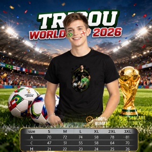 Tricou Alisson Becker Brazil World Cup Fifa 2026, din bumbac 100%, tricou negru, Copii | Dama | Barbat - Img 6