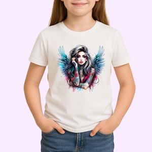 Tricou angel wings tattoo girl looking away, fata cu aripi de inger si tatuaj, Copii | Dama | Barbat - Img 3