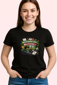 Tricou Antrenament Pe Youtube Ilustratie Gamer Canapea, din bumbac 100%, tricou negru Copii | Dama | Barbat